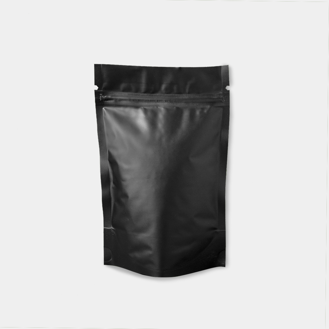 BOLSA LAMINADA AUTOSOSTENIBLE CON ZIPPER NEGRA CYEM